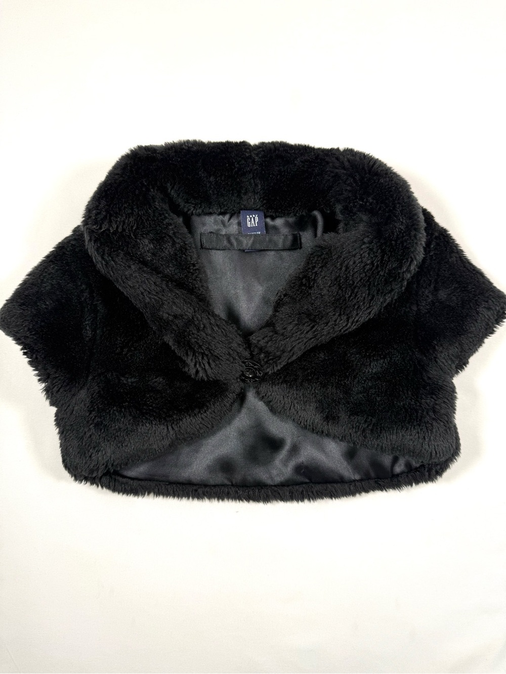 VINTAGE GAP Girls Black Faux Fur Capelet Shrug Toddler L-XL 3T-5T Holiday Formal